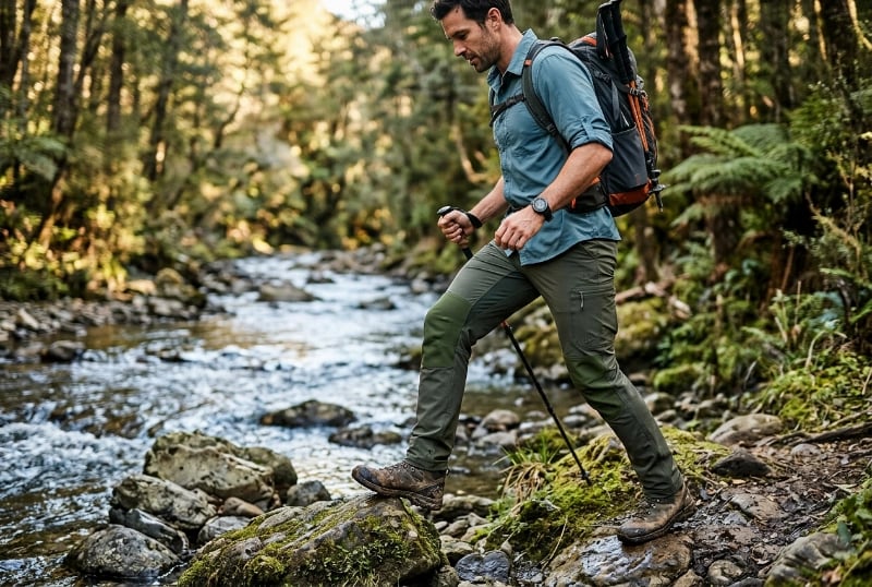 Stretch fishing trousers for hiking