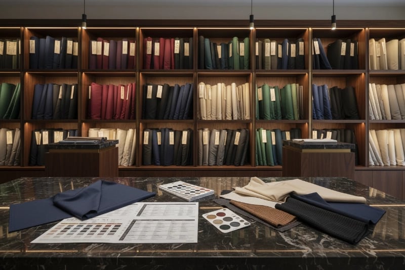 Fabric library with 20+ materials for custom riding vests