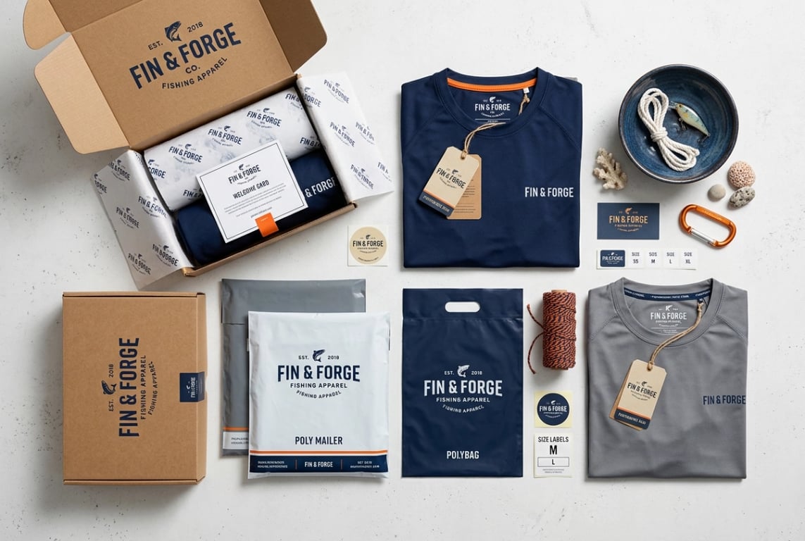 Custom packaging design for fishing apparel brands