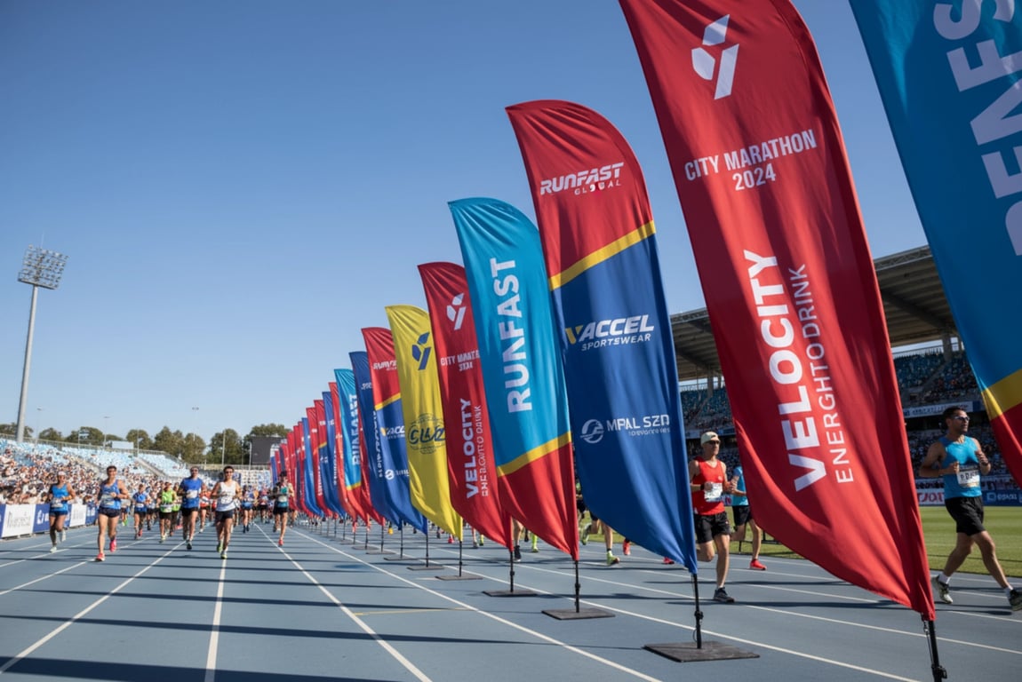 Feather flags for retail stores - plug-and-play installation flags achieving 35% sales increase