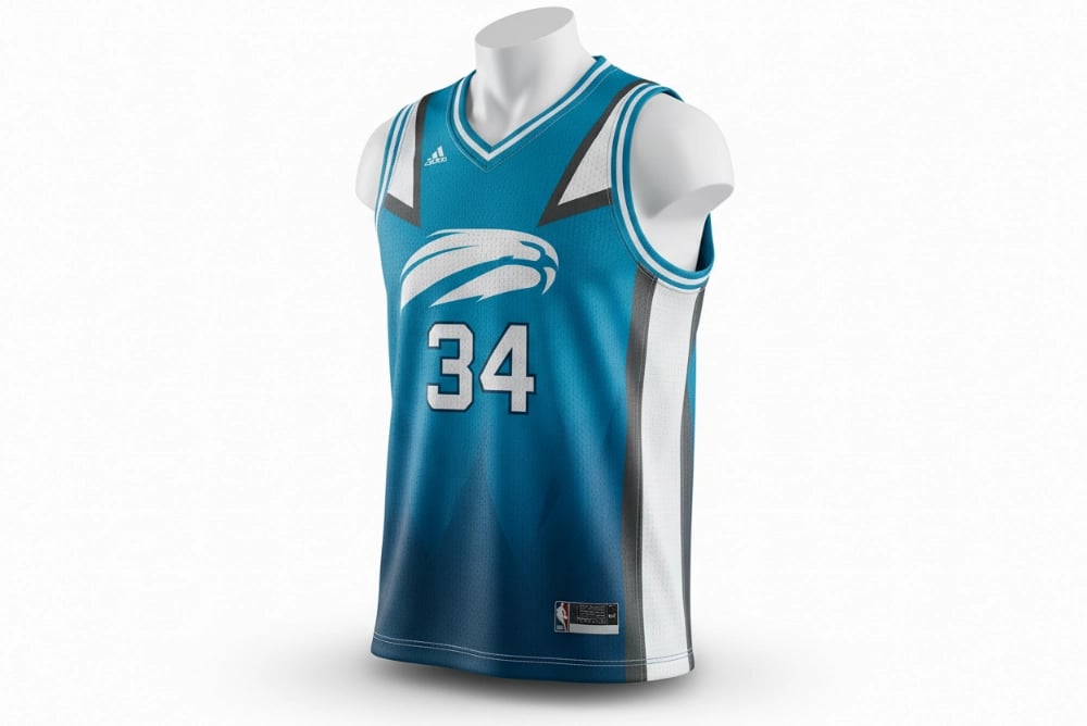 Custom basketball jerseys with sublimation printing and moisture-wicking fabric
