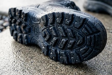 Waterproof boot rubber sole grip detail