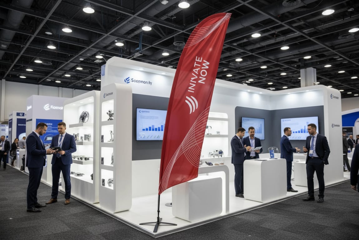 3 meter wholesale feather banner at trade show booth display, most popular size for indoor outdoor events