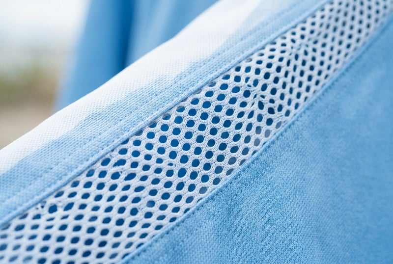 Ventilation panels for breathable fishing shirts