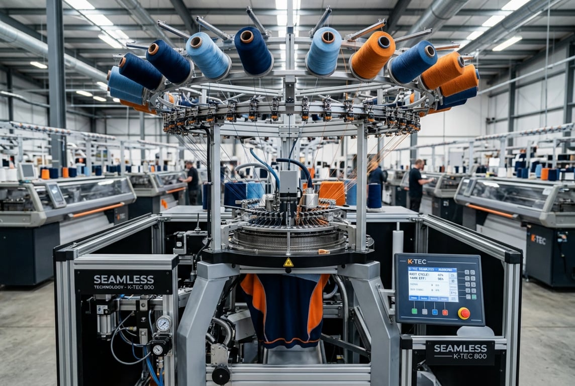 Seamless knitting machine in textile factory