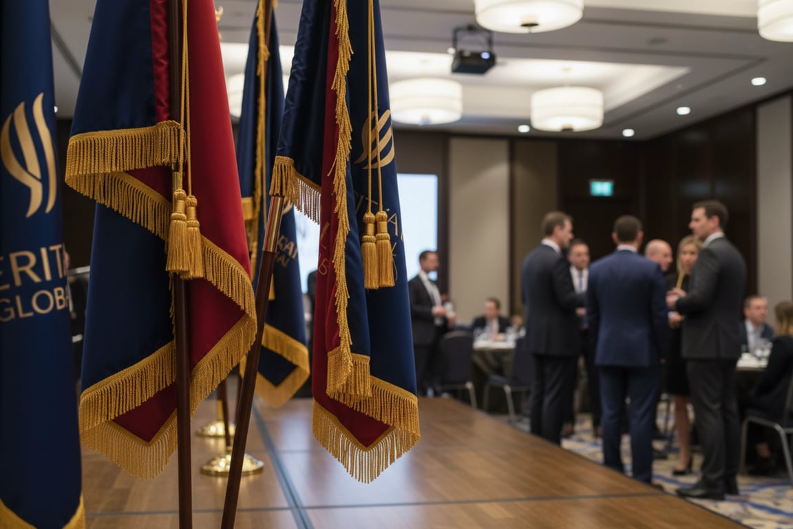 Corporate Event Custom Flags with Premium Fringe - Brand events