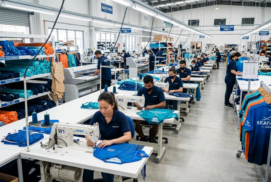 Fishing apparel factory production line