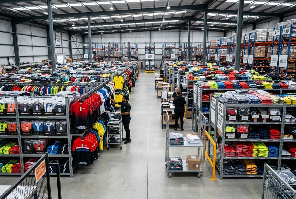 Ready-stock cycling apparel inventory warehouse