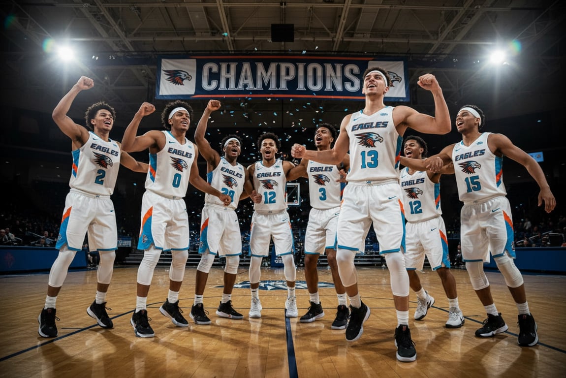 College basketball team wearing custom jerseys for championship game