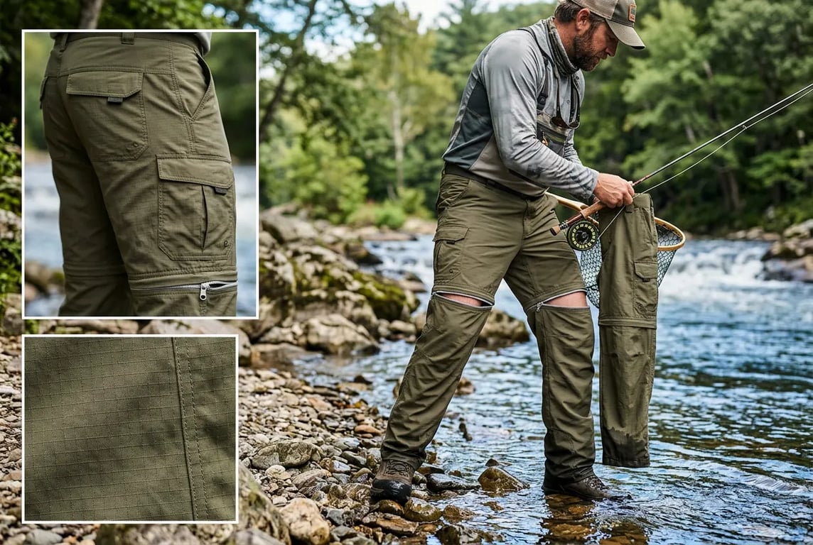 Convertible Fishing Pants - Ripstop Nylon Zip-off Design for Multi-season Anglers