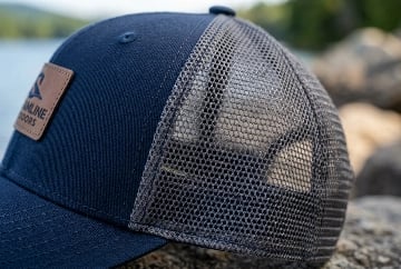 Fishing hat mesh panel detail
