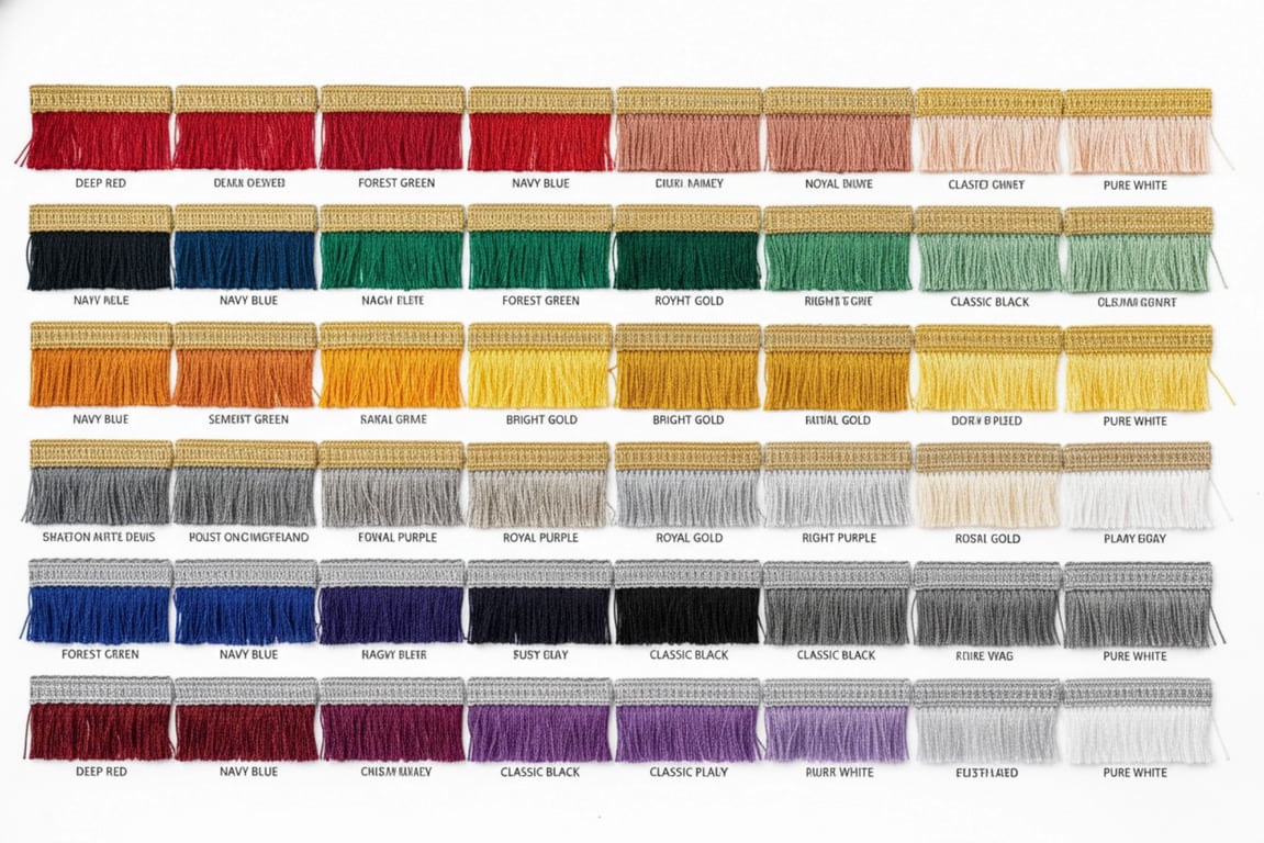 Flag Fringe Color Swatches - 50+ Custom Colors Available including gold and silver