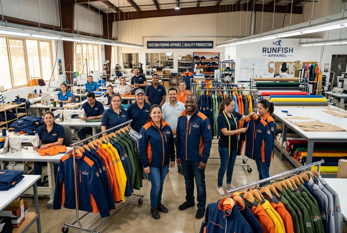 Runfish Apparel Factory Team - Custom Fishing Jacket Production