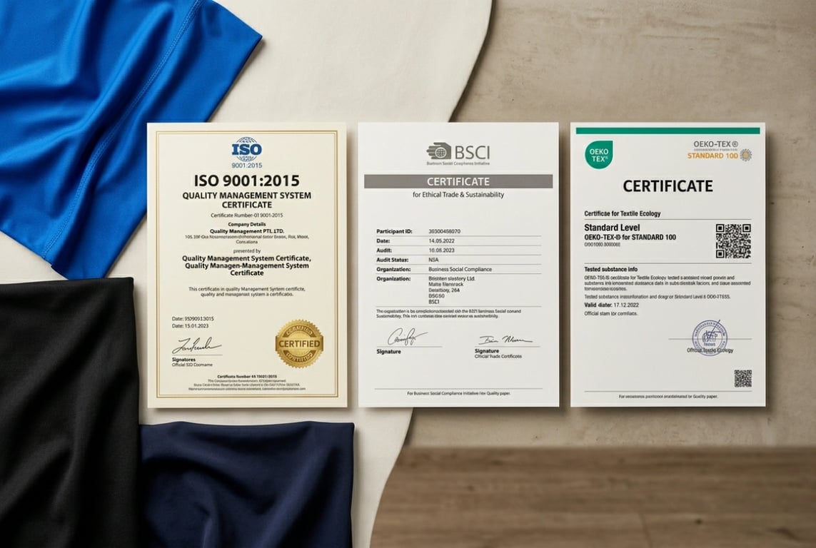 ISO/BSCI/OEKO-TEX certifications