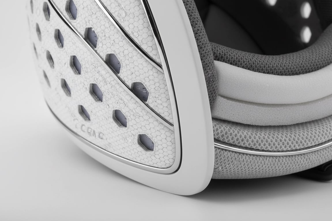 Anti-bacterial sweat drainage system with silver-ion treatment in riding helmet liner