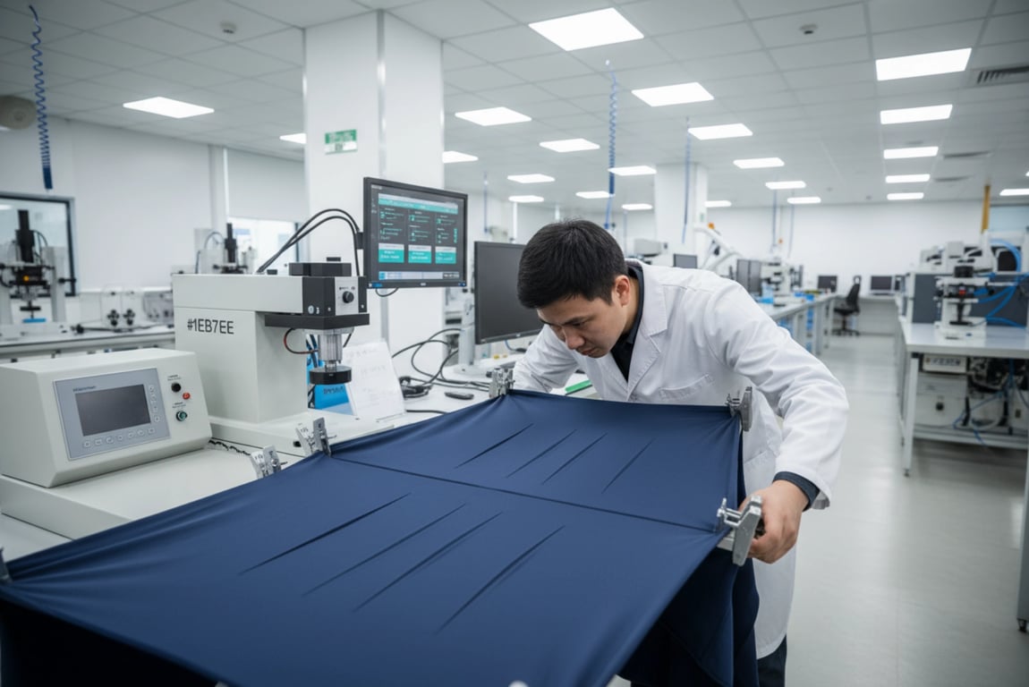 Fabric elasticity testing laboratory for wholesale leggings quality control