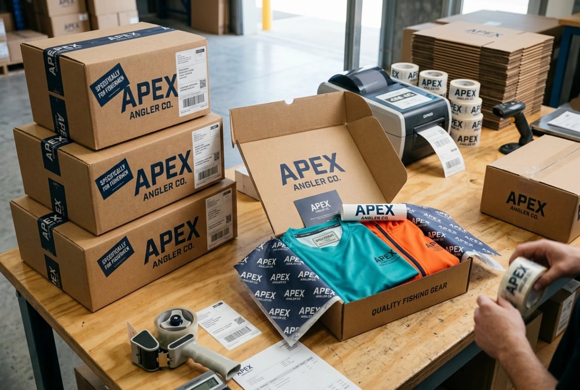 Custom packaging and shipping for fishing apparel