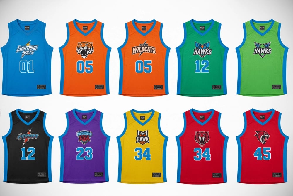 Youth basketball jerseys in kids sizes with same professional quality standards