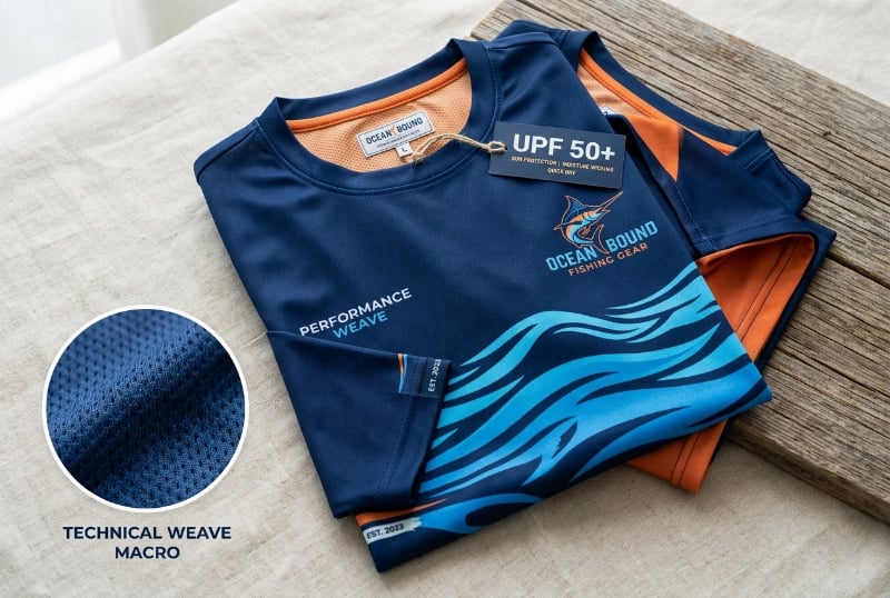 Custom fishing shirts with UPF50+ sun protection
