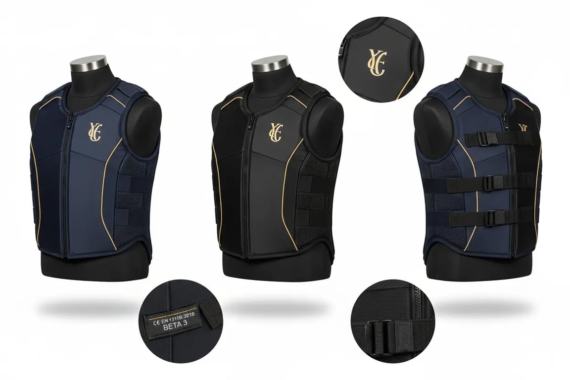 Protective equestrian vests for riding safety