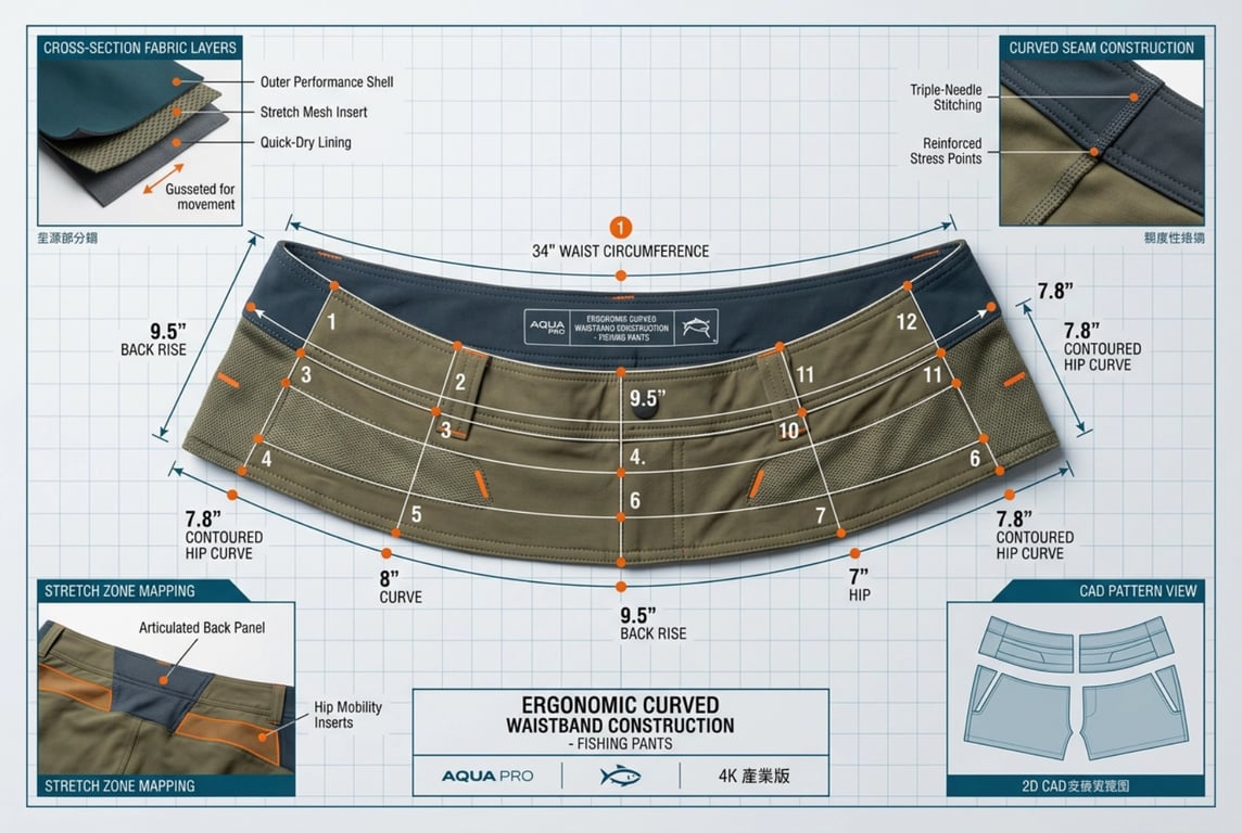 Ergonomic Curved Waistband - 12-Point Body Mapping CAD Pattern System