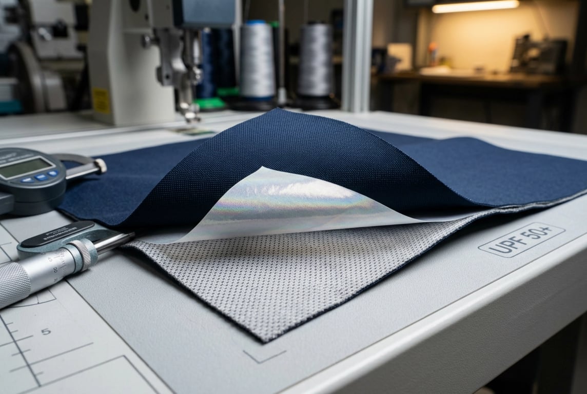 UPF50+ hood fabric lamination process