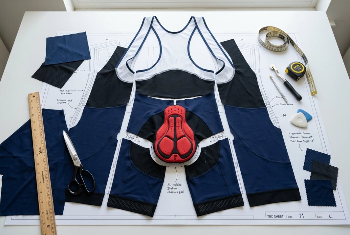 Cycling bib shorts pattern cutting anatomical fit
