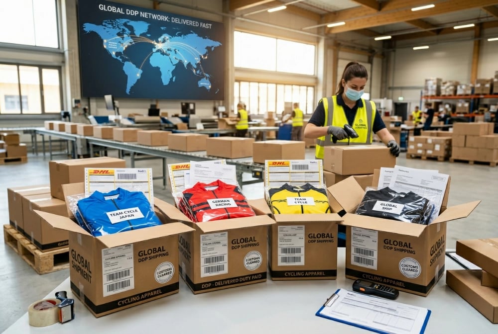 DDP global shipping for cycling jerseys