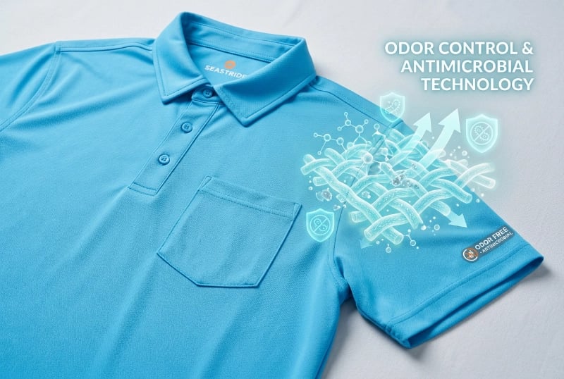 Odor control antimicrobial treatment for fishing apparel