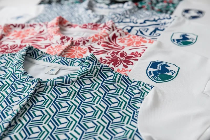 Vibrant sublimation print options for horse riding competition shirts