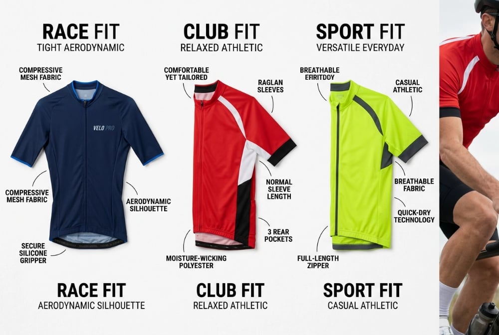 Cycling jersey cut and fit options