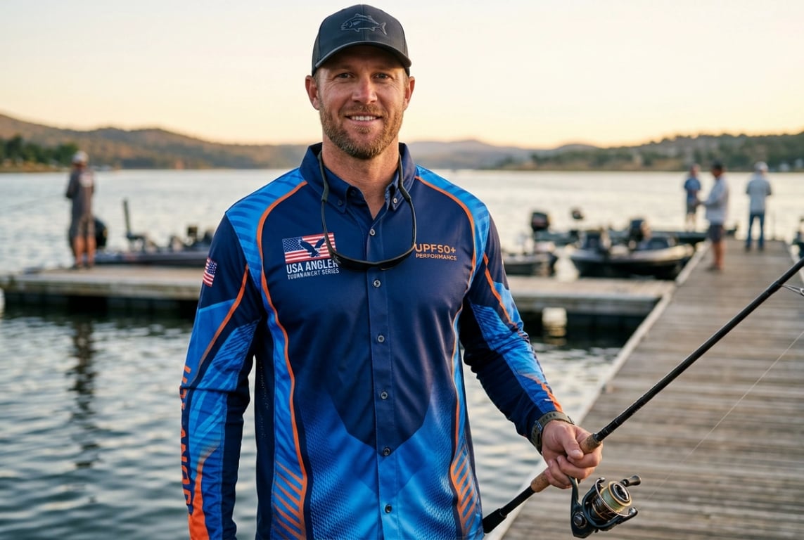 UPF50+ tournament fishing shirt for USA brand