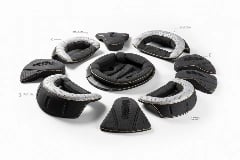 3D contoured removable liner system with 28 pieces for custom riding helmet fit