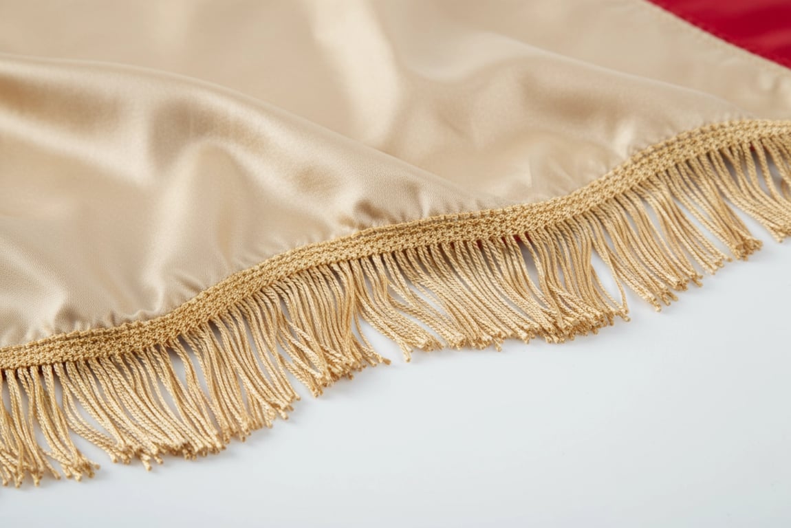 Faux Gold Silk Flag Fringe - Budget-friendly decorative fringe with soft rayon texture