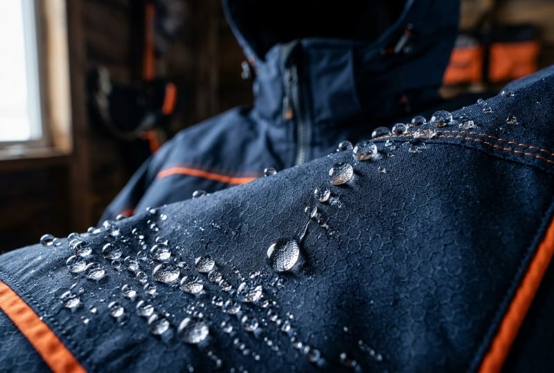 DWR Water Repellent Finish on Ice Fishing Clothing