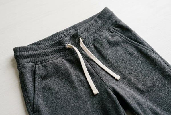 Tapered jogger waistband detail with drawstring