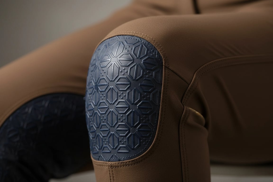 Reinforced knee patch with silicone grip