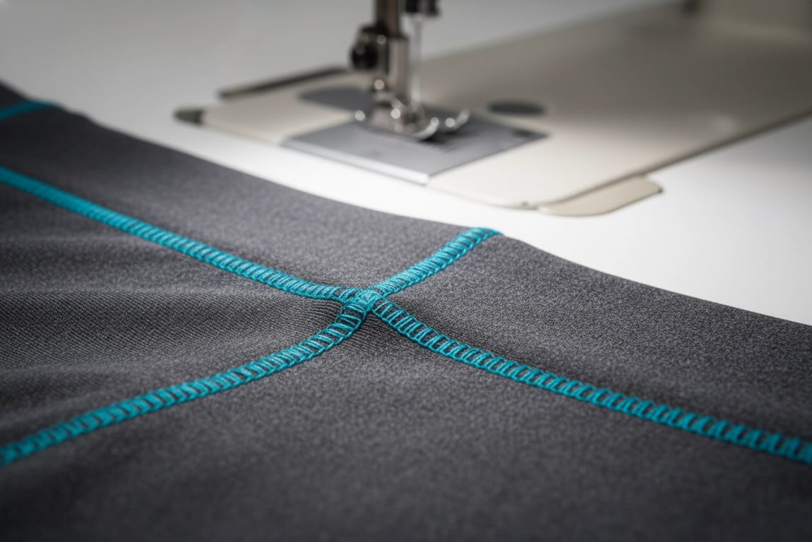 Professional flatlock stitching detail on wholesale leggings manufacturing