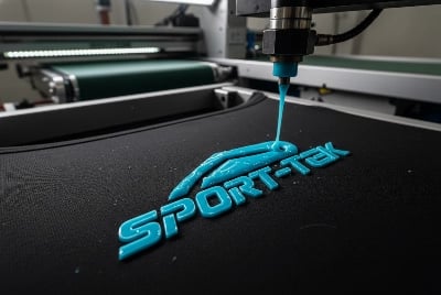 Silicone rubber printing for 3D raised logo effects