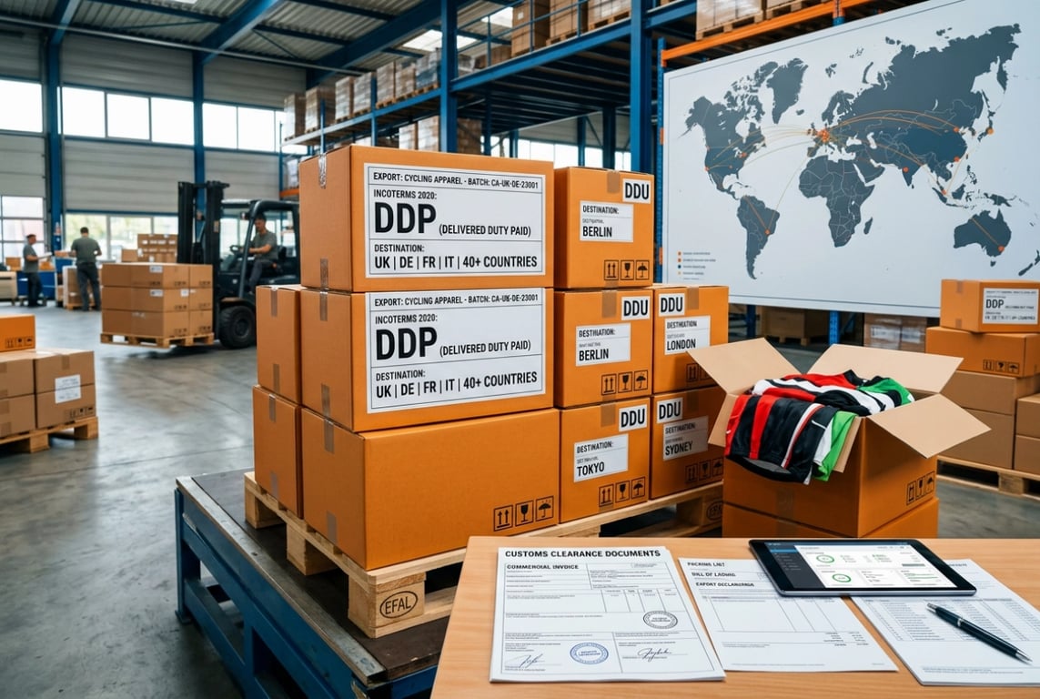 DDP DDU international shipping cycling apparel export