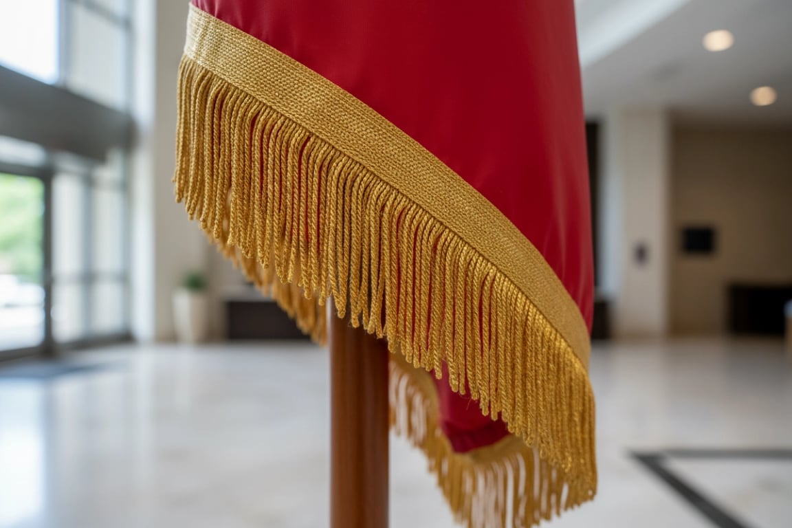 Standard Flag Fringe After Use - Showing wear and fading