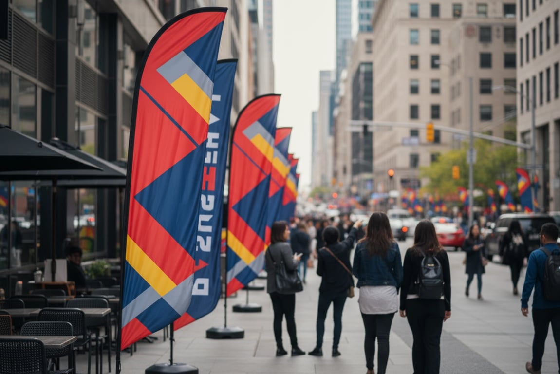 Street marketing activation flags - large-scale custom flags creating 5 million social media impressions