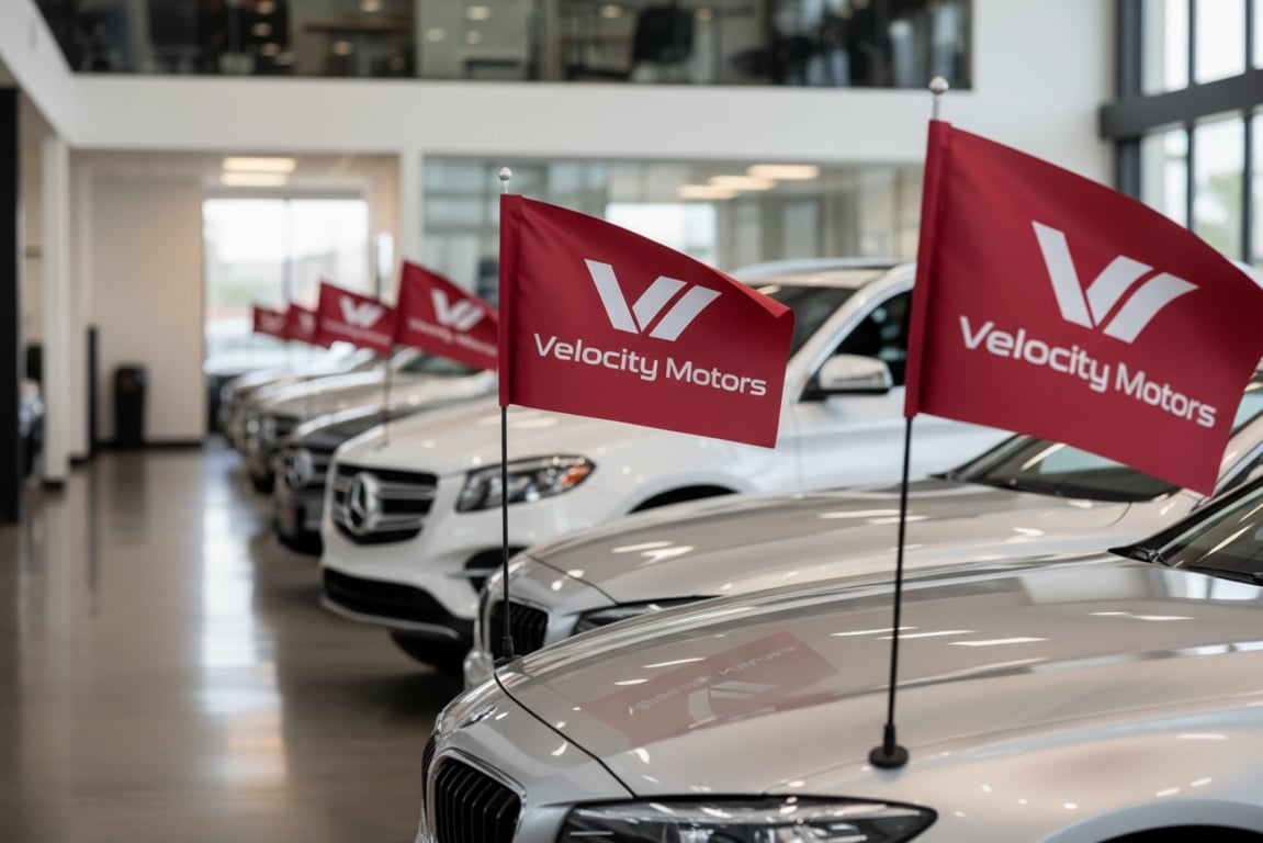 Promotional car flags for dealership - custom car flags manufacturer for automotive retail chain