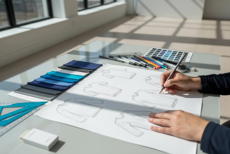 Clothing brand design process - sketching ideas