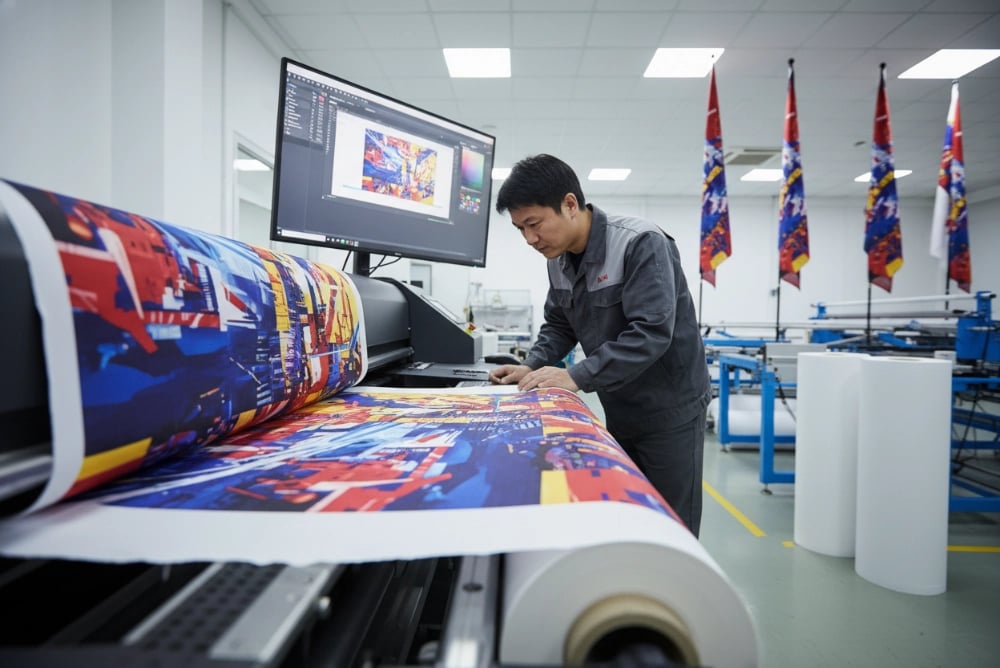 Fast digital printing for custom teardrop banners with 3-5 day turnaround perfect for photographic images and complex designs