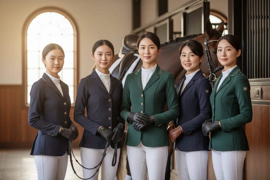 Asian riding club members with dressage gloves from equestrian gloves wholesale supplier
