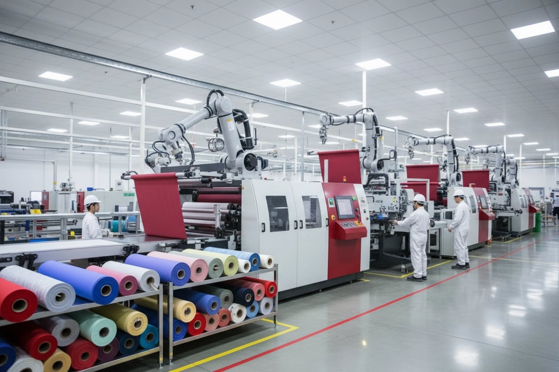 Modern factory production line with automated equipment
