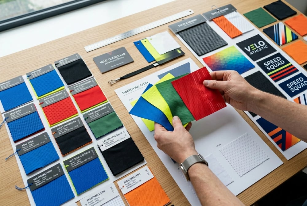 Cycling jersey fabric selection library