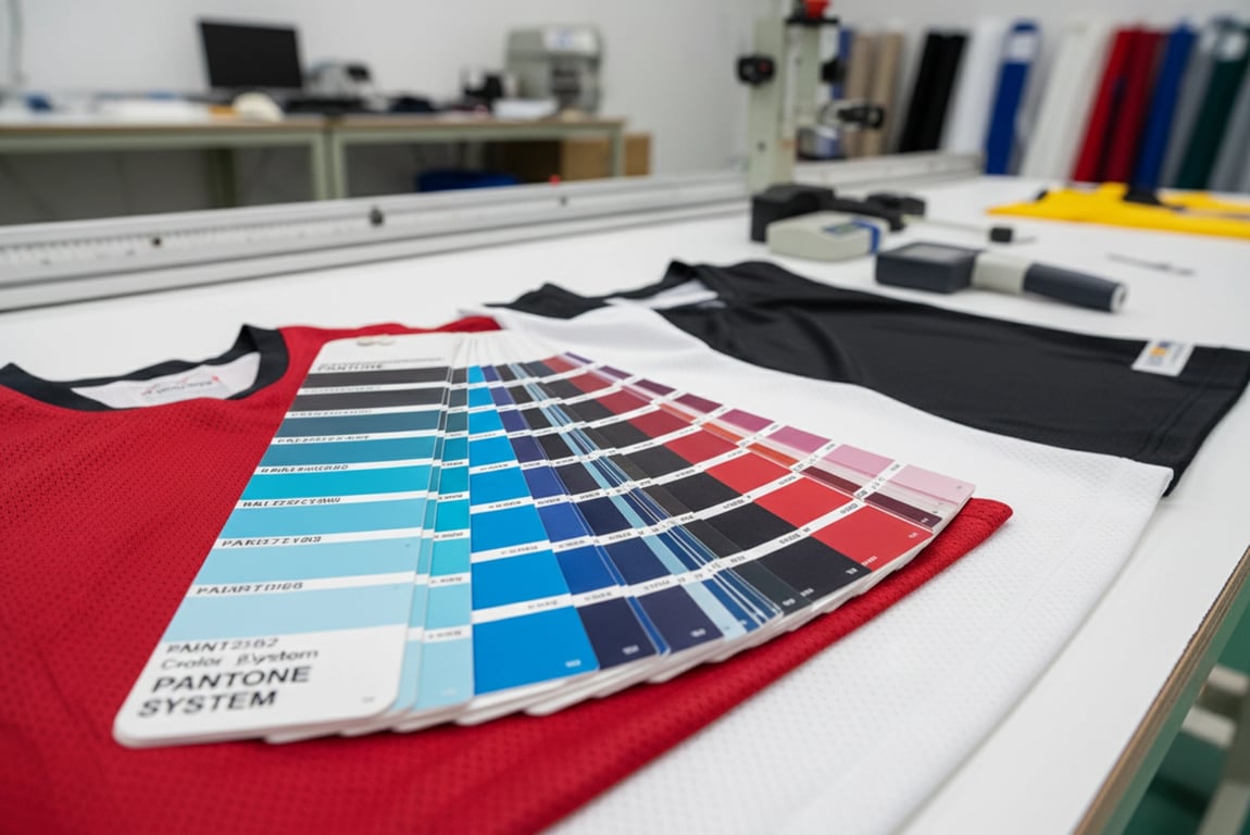 Pantone color matching system for precise basketball uniform color reproduction