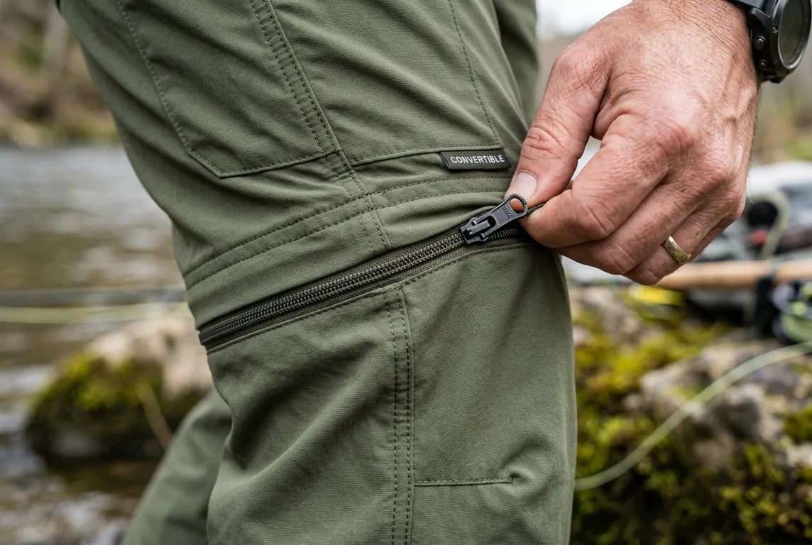 Convertible Zip-Off Leg Design - Hidden YKK Enclosure Zipper